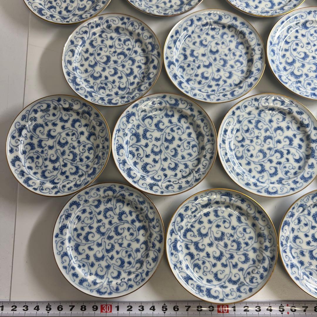 江戸中期　古伊万里唐草文　最上手小皿20枚　木箱付　東Y7-1104☆2Fトエオ
