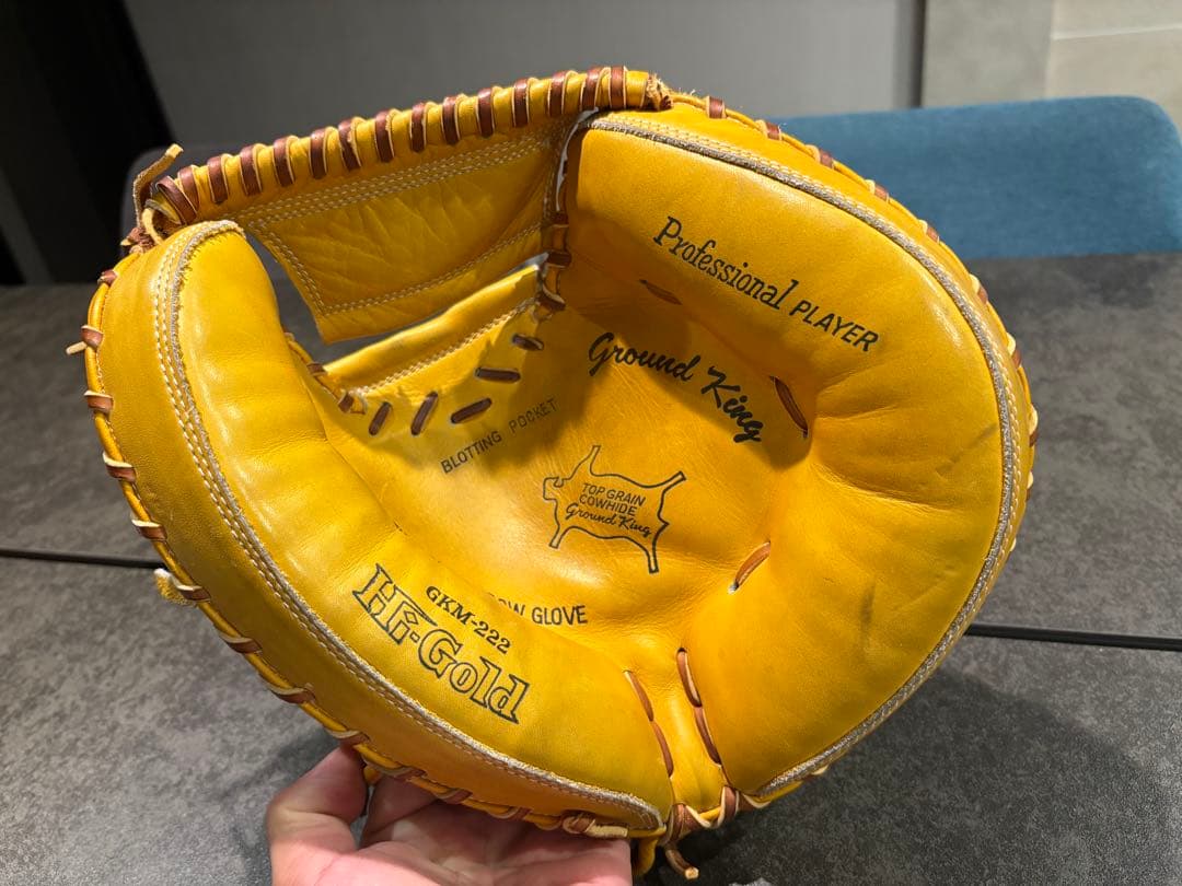 Hi-Gold☆ハイゴールド レトロ捕手ミット（GKM-222）紐切れあり