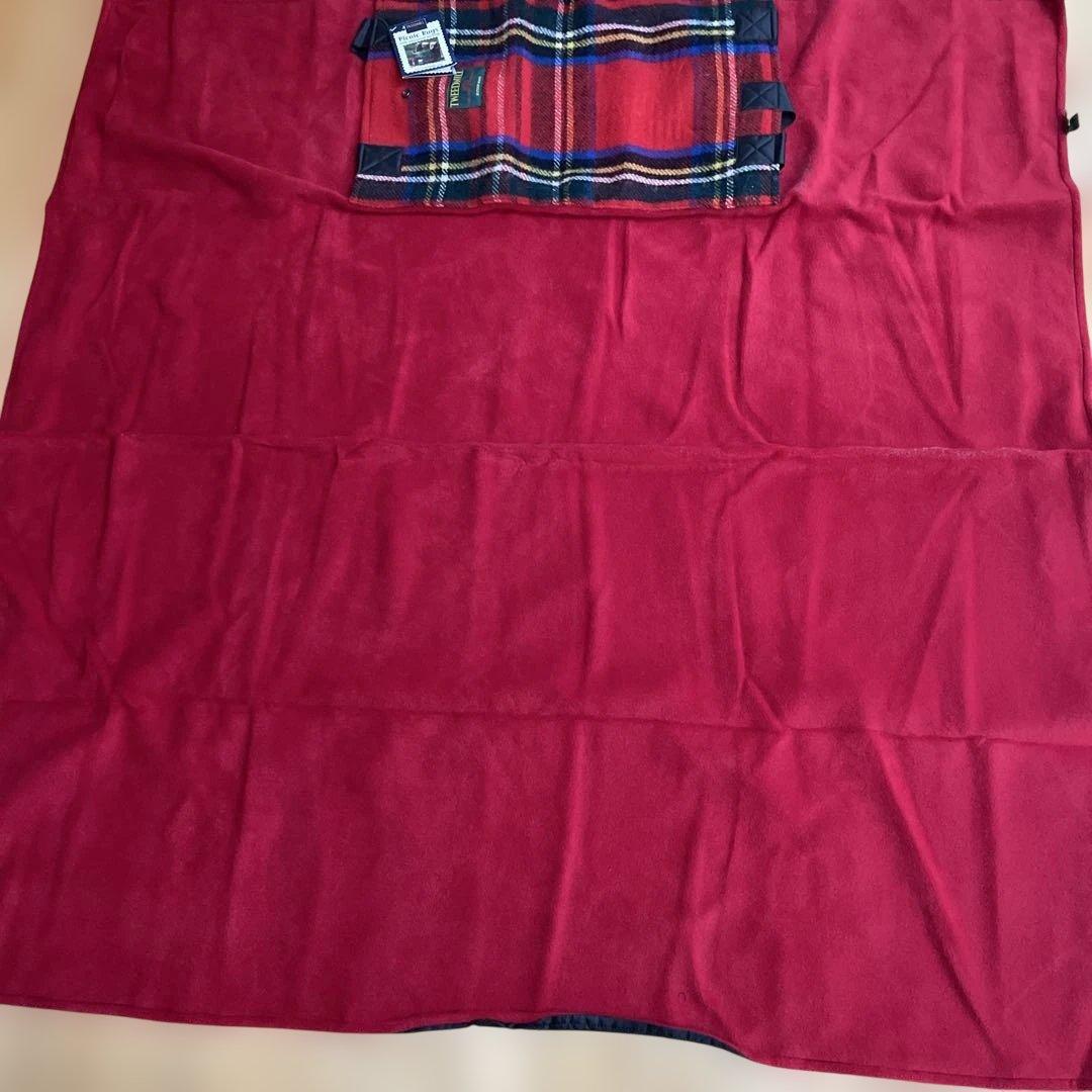 ツイードミルフリース✕チェックウールバッグ型防水ピクニックラグ137x137cm