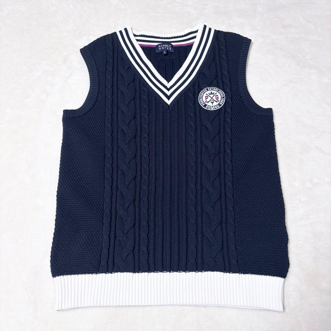 【新品】PEARLY GATES ケーブルニットベスト　サイズ5
