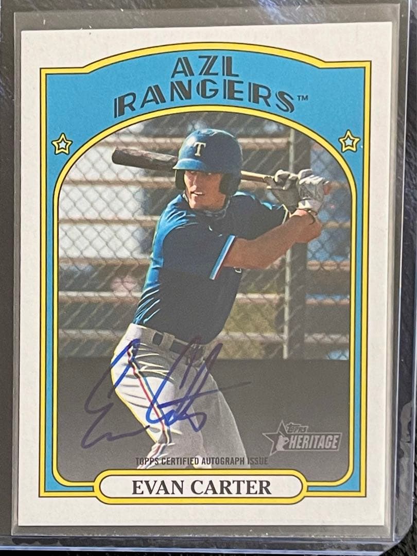Evan Carter 直筆サイン エバンカーター　mlb auto