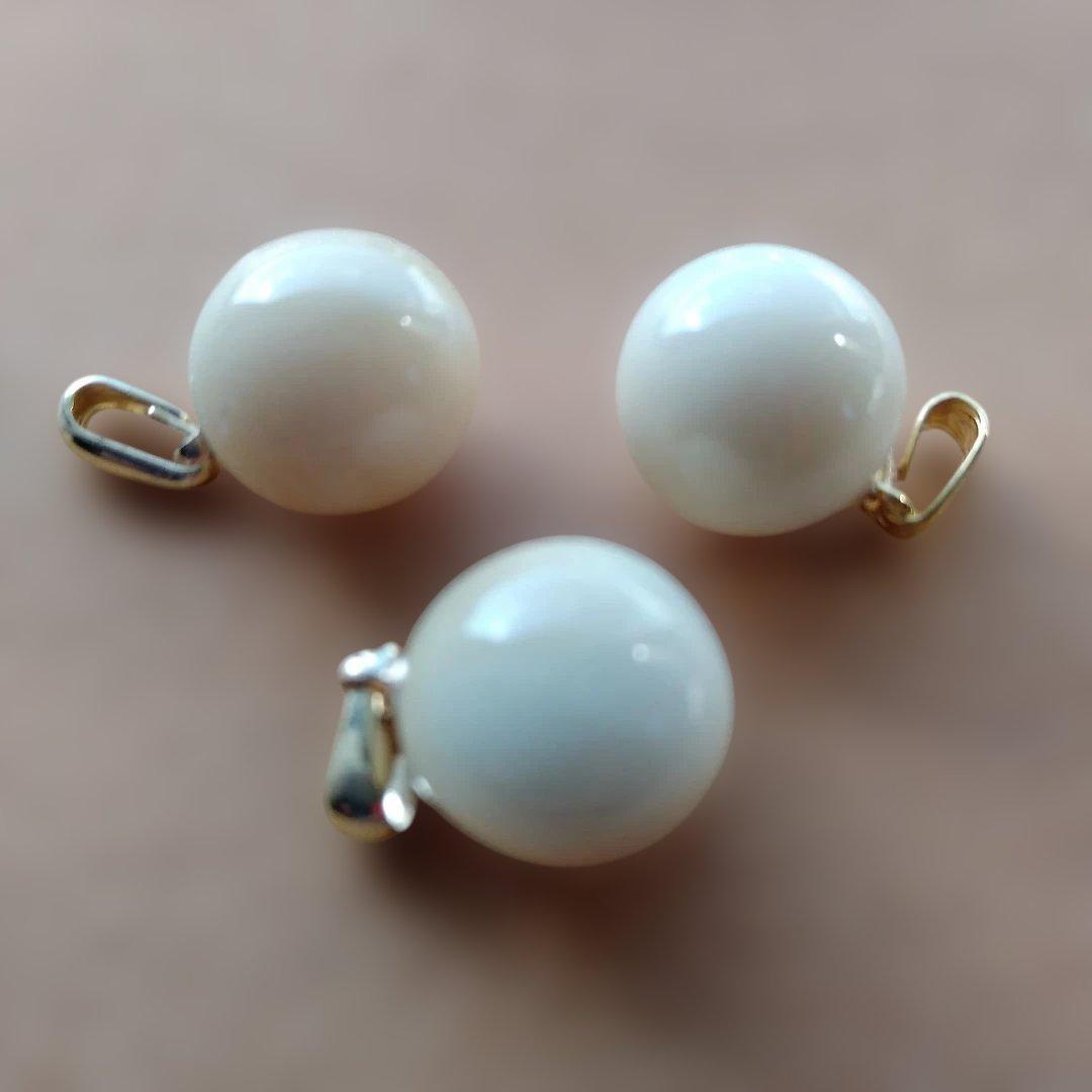 鯨歯　マッコウクジラ　牙玉ペンダントトップ　11㎜　9個