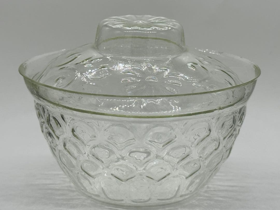 江戸時代　型吹きガラス蓋碗　江戸ガラス　鉛ガラス