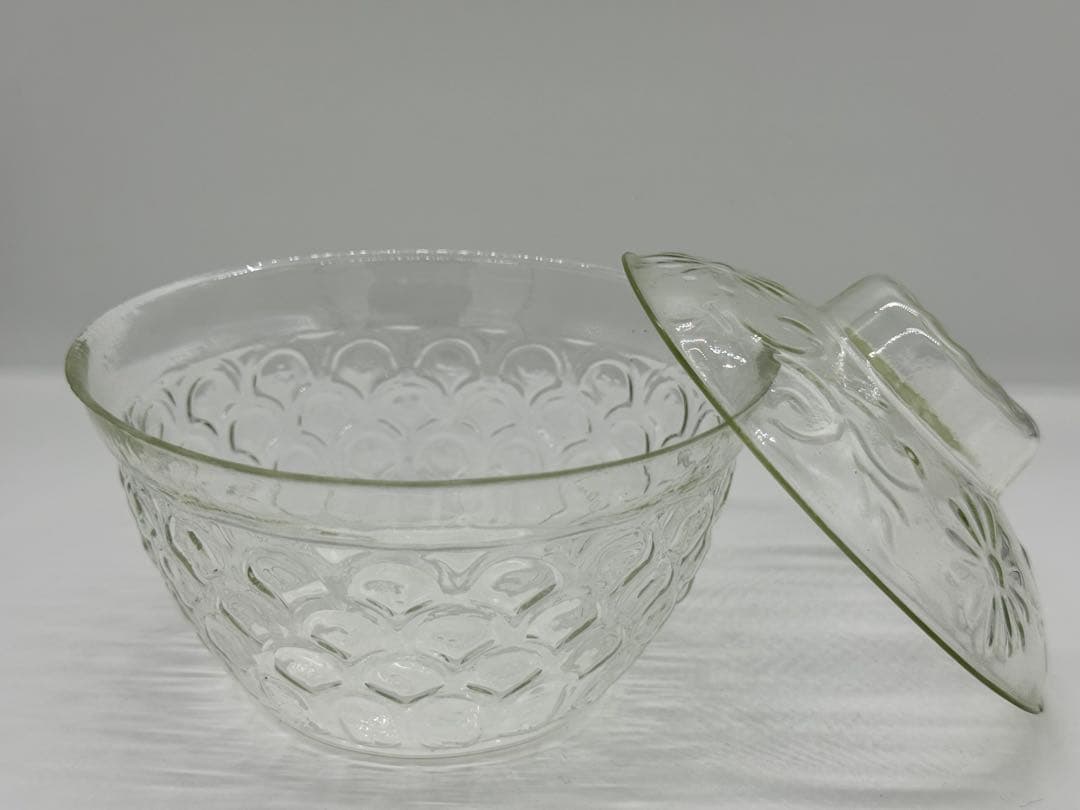 江戸時代　型吹きガラス蓋碗　江戸ガラス　鉛ガラス