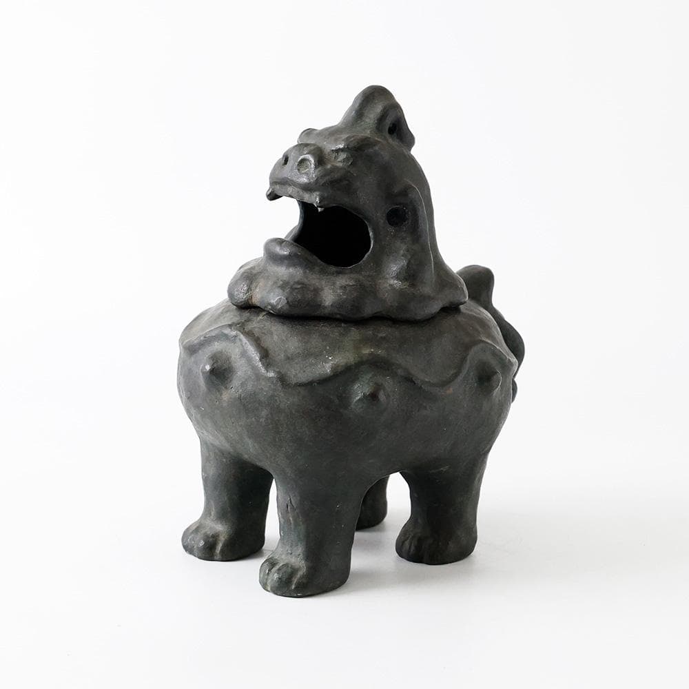 李王家 朝鮮美術品製作所謹造製 古銅 獅子香炉 2836g高さ22㎝李朝中国美術