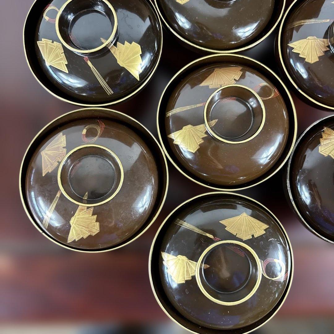 漆器 葉模様 椀 10客セット