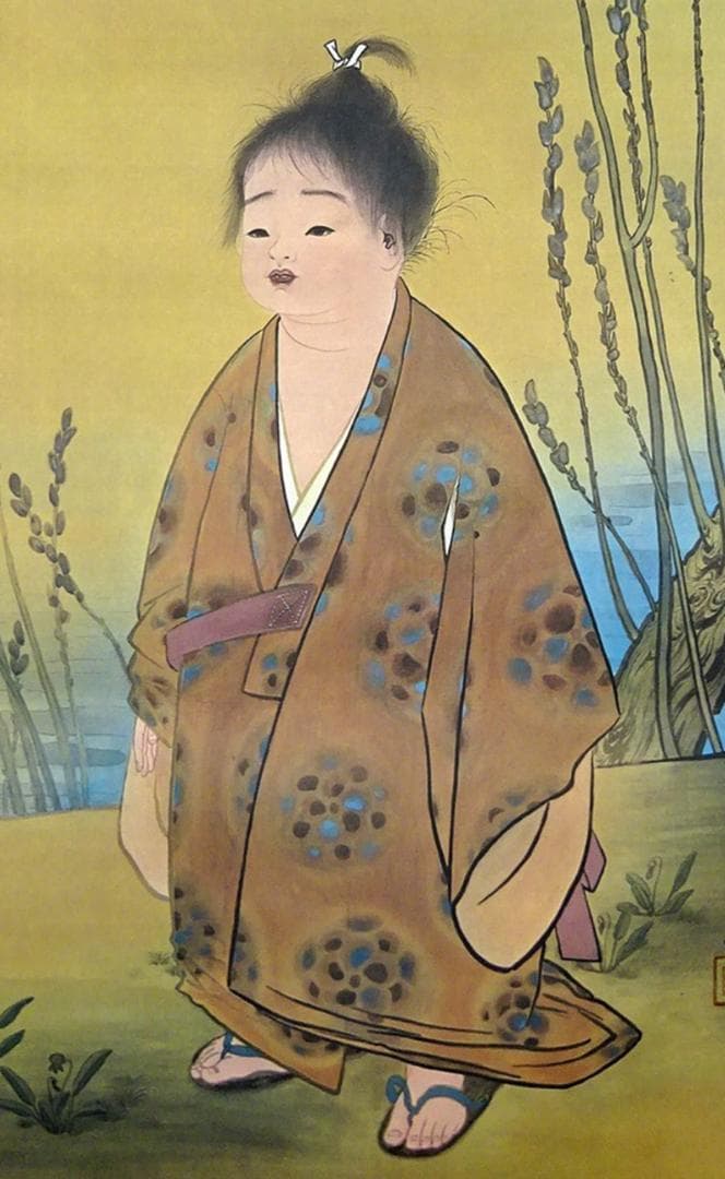 【複製画】掛軸 横山大観『無我』絹本 共箱付 掛け軸 a022617