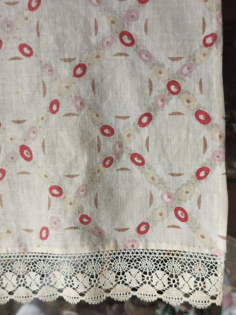 アンティーク トレリスローズ花柄フレンチファブリック レース装飾カーテンパネル