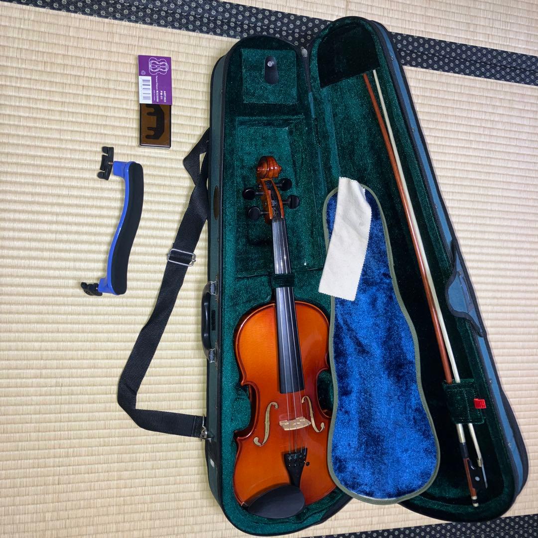 高品質 バイオリン フルサイズ 緑色ケース付き