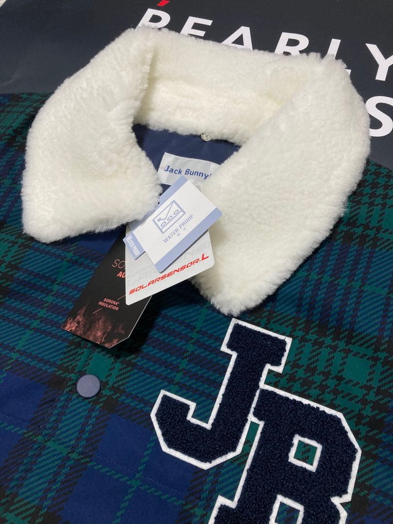 新品 ジャックバニー 2WAYストレッチタフタ ボア襟ブルゾン(6)LL/緑