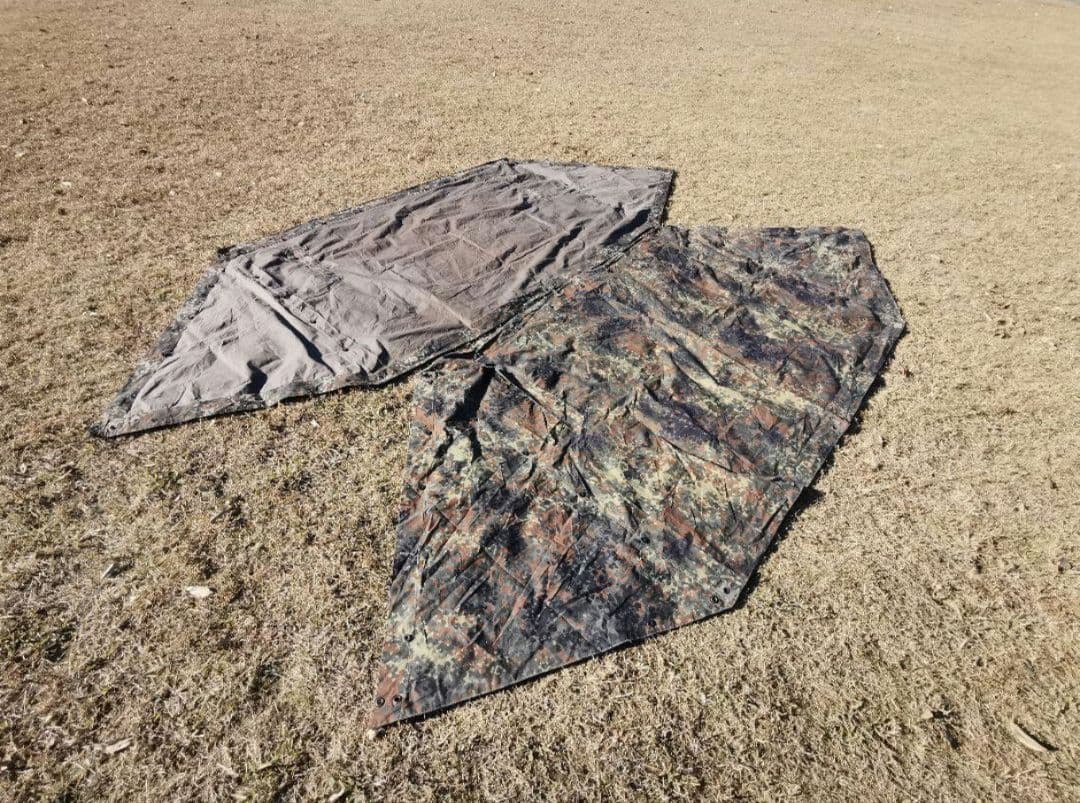 Aランク　ドイツ軍放出品　パップテント　ポール・ペグ付きフルセット