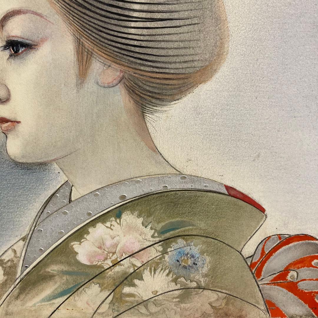 【真作保証】玉井徳太郎「舞妓」日本画 真筆 美人画 額装 絵画