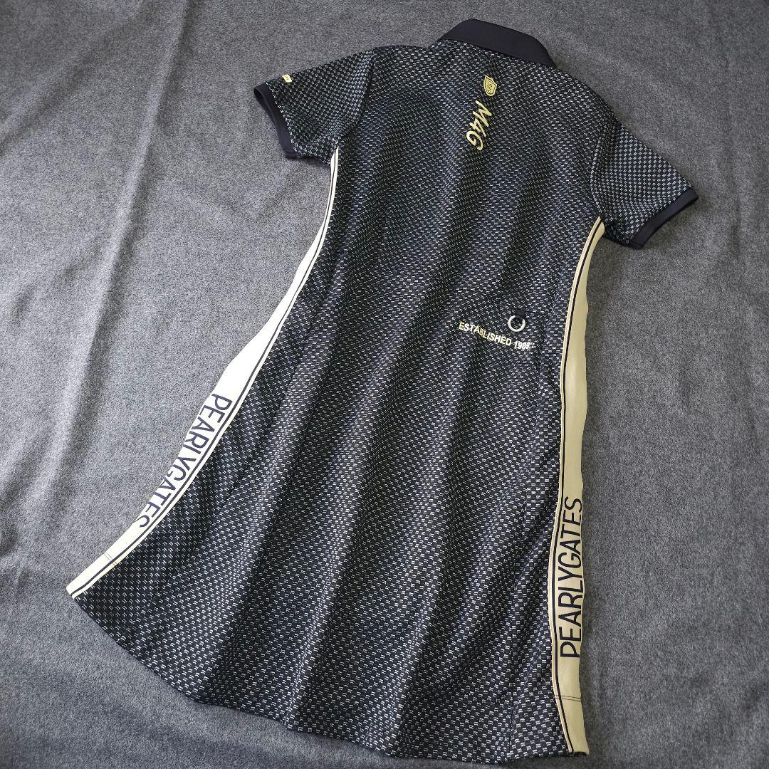 【パーリーゲイツ】2024年春夏人気サイドロゴネーム 半袖ゴルフワンピース 黒M