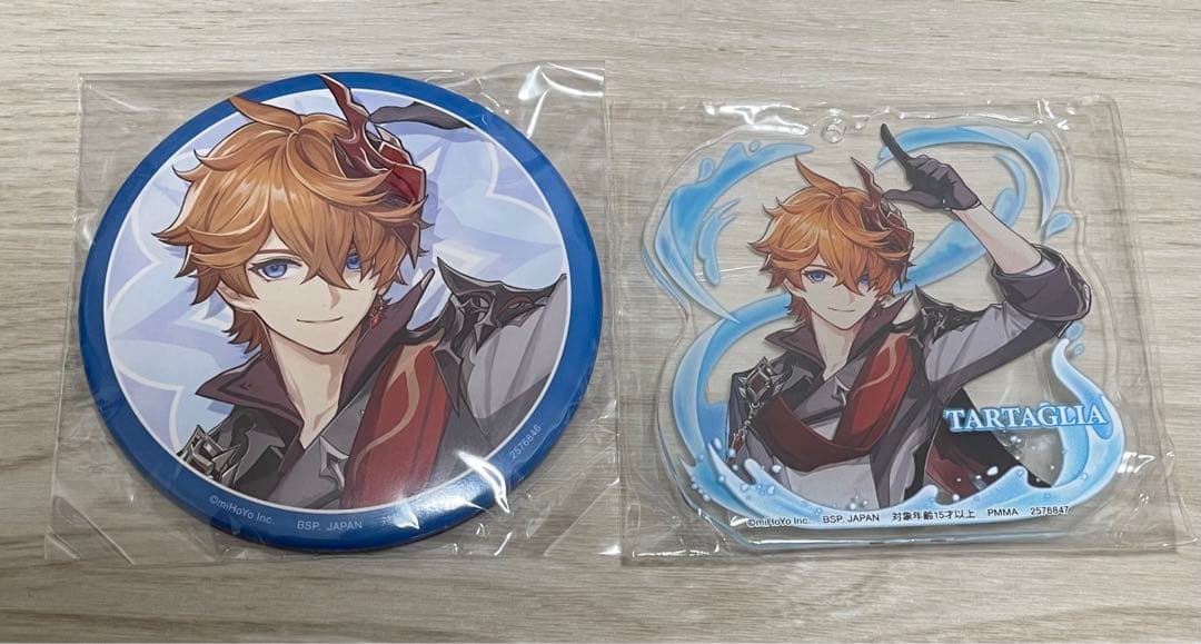 未開封　原神　ナムコ限定　タルタリヤ　缶バッジ　アクリルプレートキーホルダー