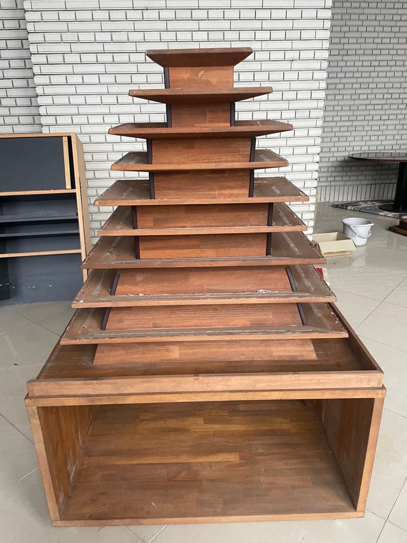 アンティーク　木製１０段の塔　ディスプレイ　引き取りのみ対応