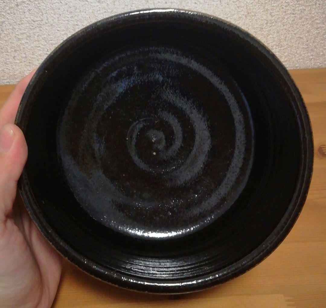 人間国宝　田村耕一作　黒釉　鉄彩　水指　共箱　茶道具