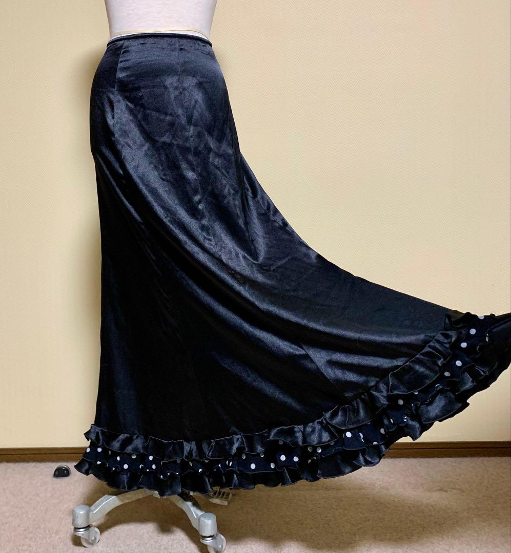 フラメンコ衣装ソニアジョーンズファルダ　黒✖️ドット　サイズM