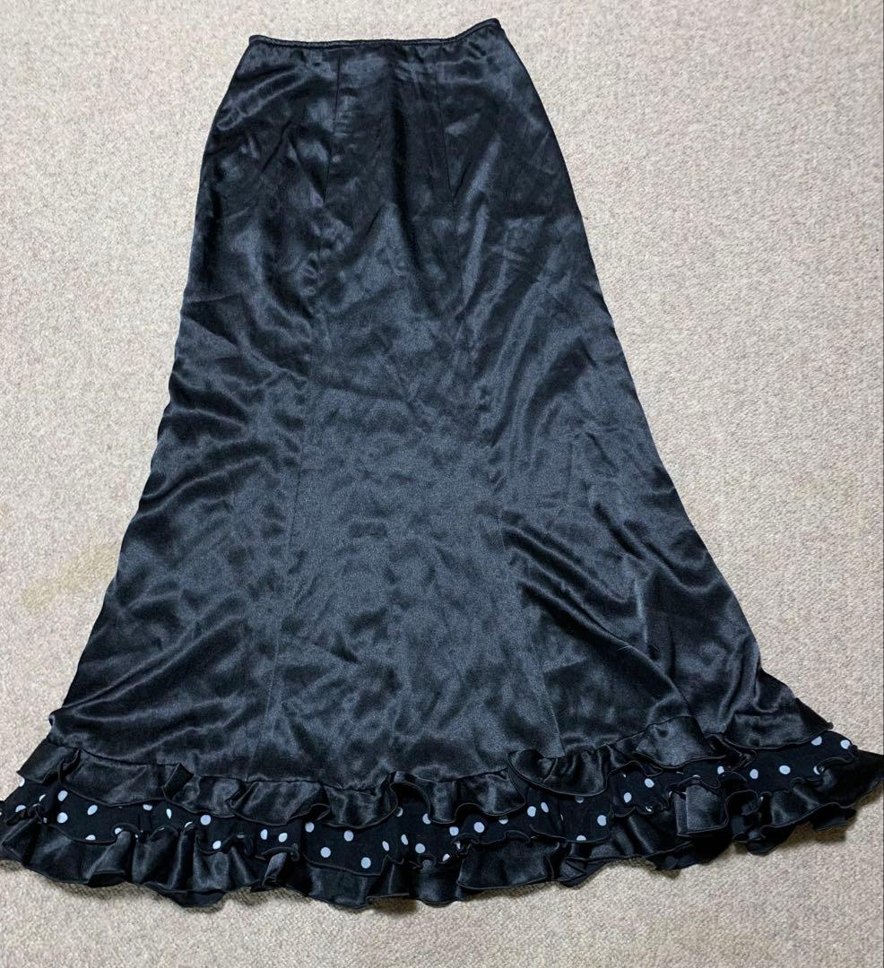 フラメンコ衣装ソニアジョーンズファルダ　黒✖️ドット　サイズM