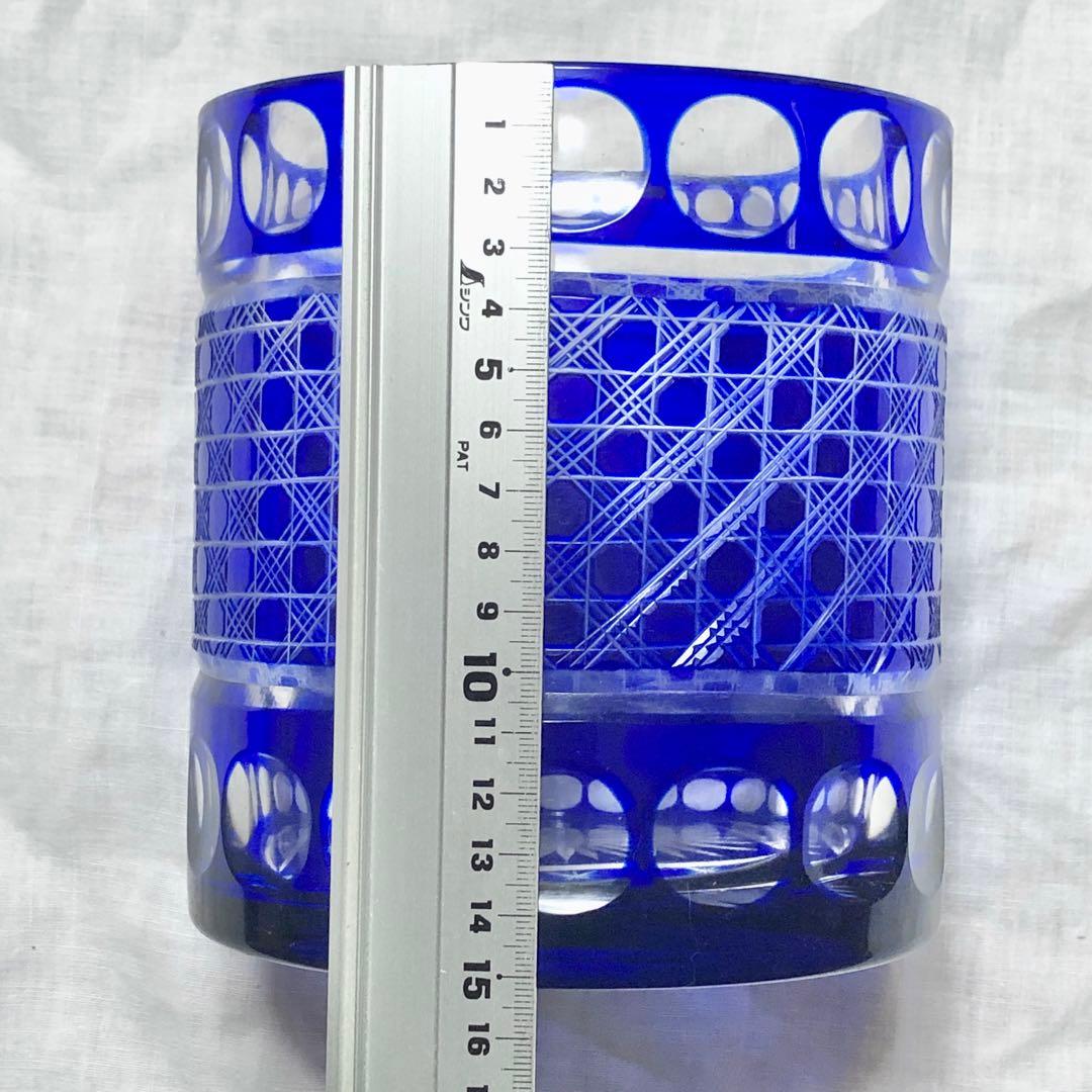 青色硝子　切子細工