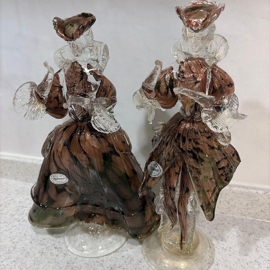 ベネチアンガラス　ムラーノ　ペアダンス人形