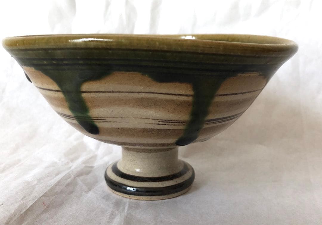 織部焼　瑞光窯　佐々木晨二造　馬上盃　共箱付　抹茶椀　茶道具　裏千家