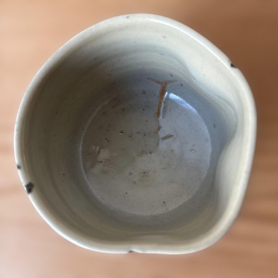 アンティーク伊万里　藍手いびつ茶碗　布袋さん絵　共箱付き