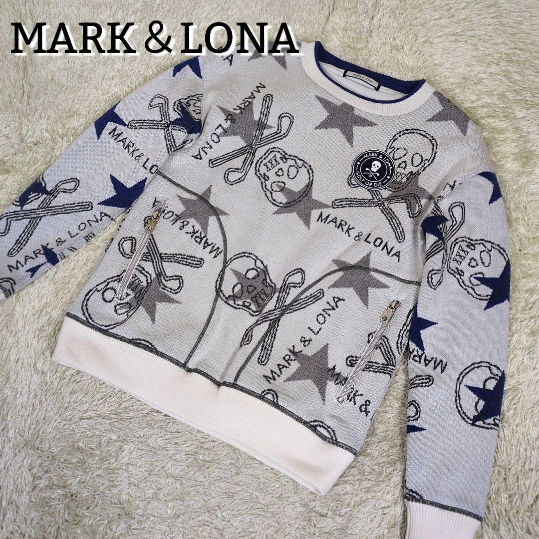 マークアンドロナ スタースリンガーウインドストッパークルーニット ホワイト 36