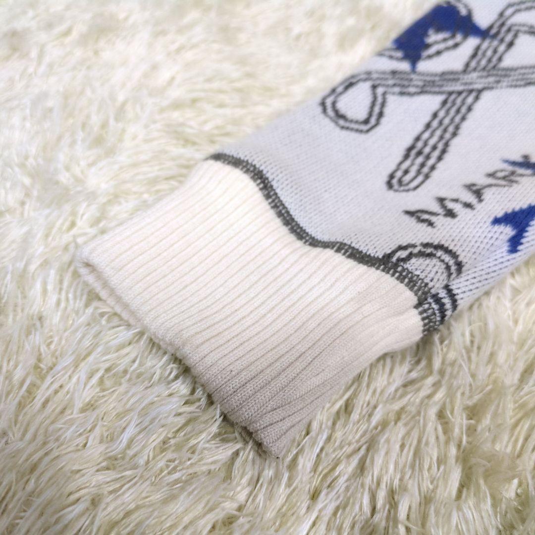 マークアンドロナ スタースリンガーウインドストッパークルーニット ホワイト 36