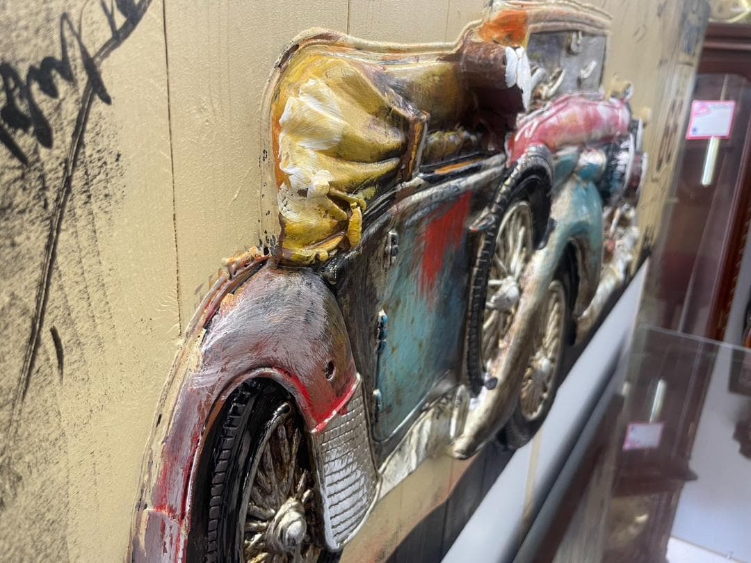 アメ車　アートパネル　油絵風　絵画　壁面装飾　3Dパネルアート　ペイント　壁掛け