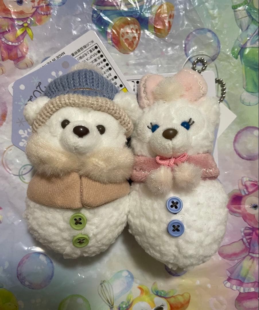 ダッフィー シェリーメイ 雪だるま ぬいぐるみキーホルダー