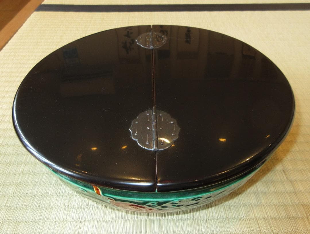 送料込【逢絢亭】茶道具 平水指 萬古焼 青交趾 荒磯の図 割蓋付 加賀瑞山 共箱