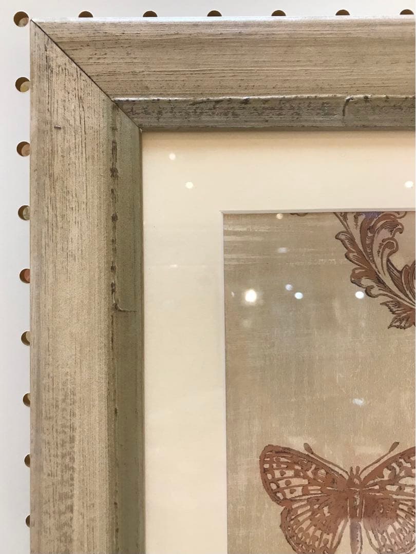 イタリア製　額絵　赤いティーポットと薔薇