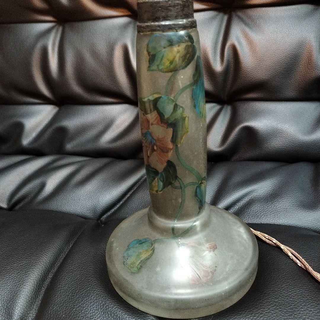 アンティーク 電気ランプ 上海 手描 ガラス 骨董 古美術 中国