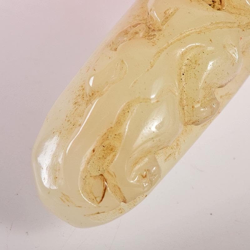 中国　玉石彫刻　神獣刻　帯鉤　筆架　C　8163E