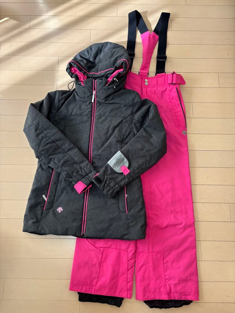 DESCENTE スキーウェア グレー/ピンク