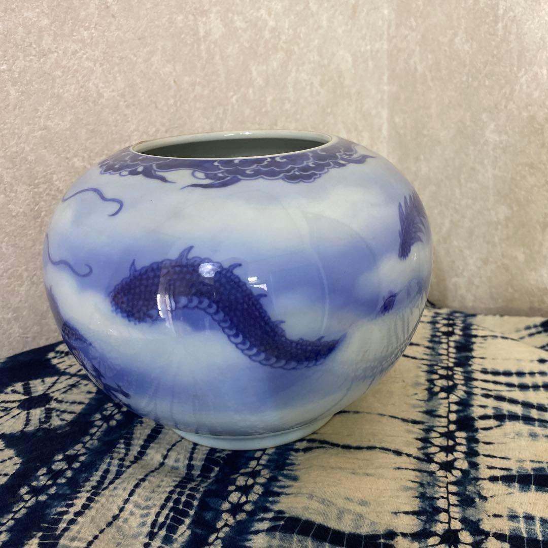 真葛香山　染付龍花瓶