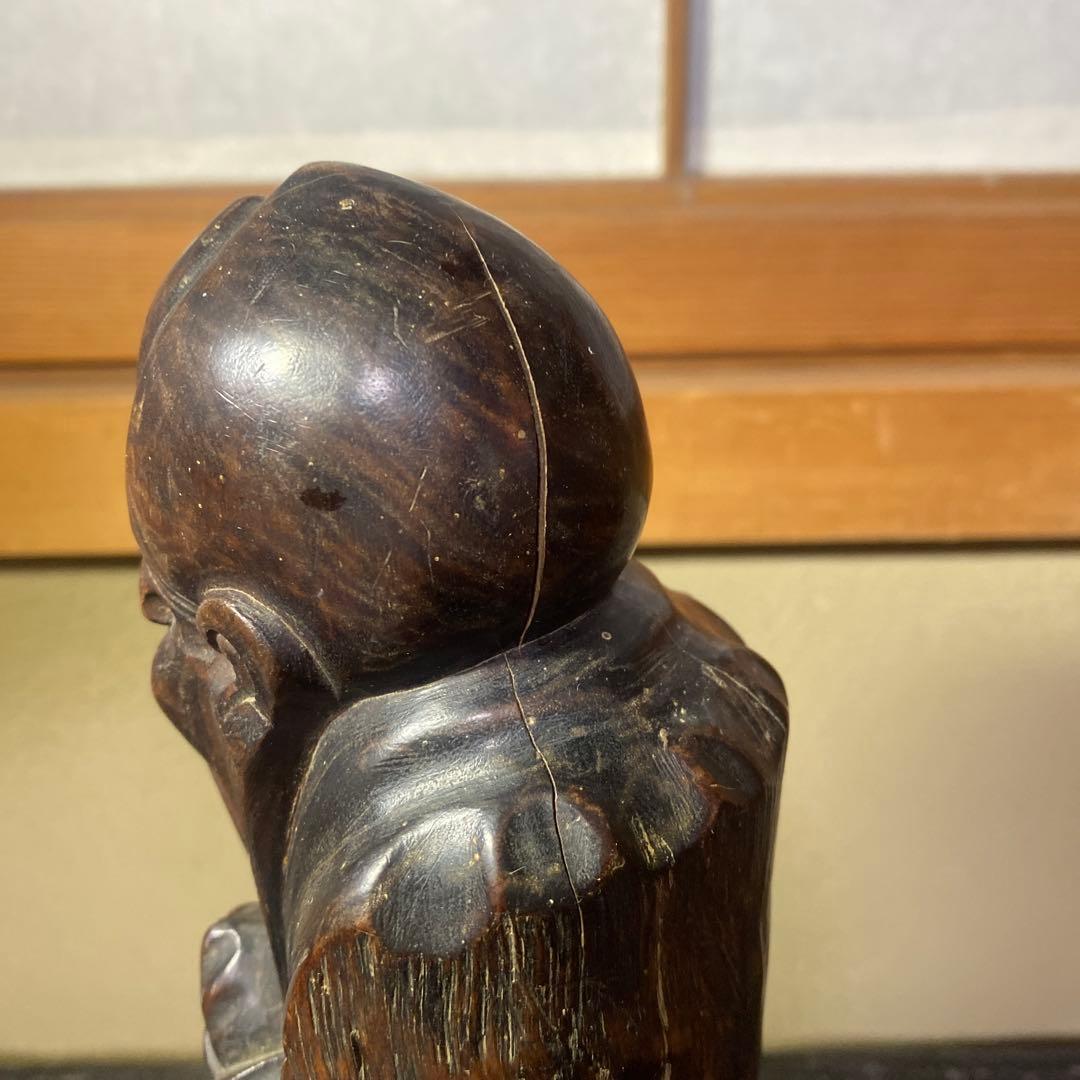 中国古玩　木彫桃仙人