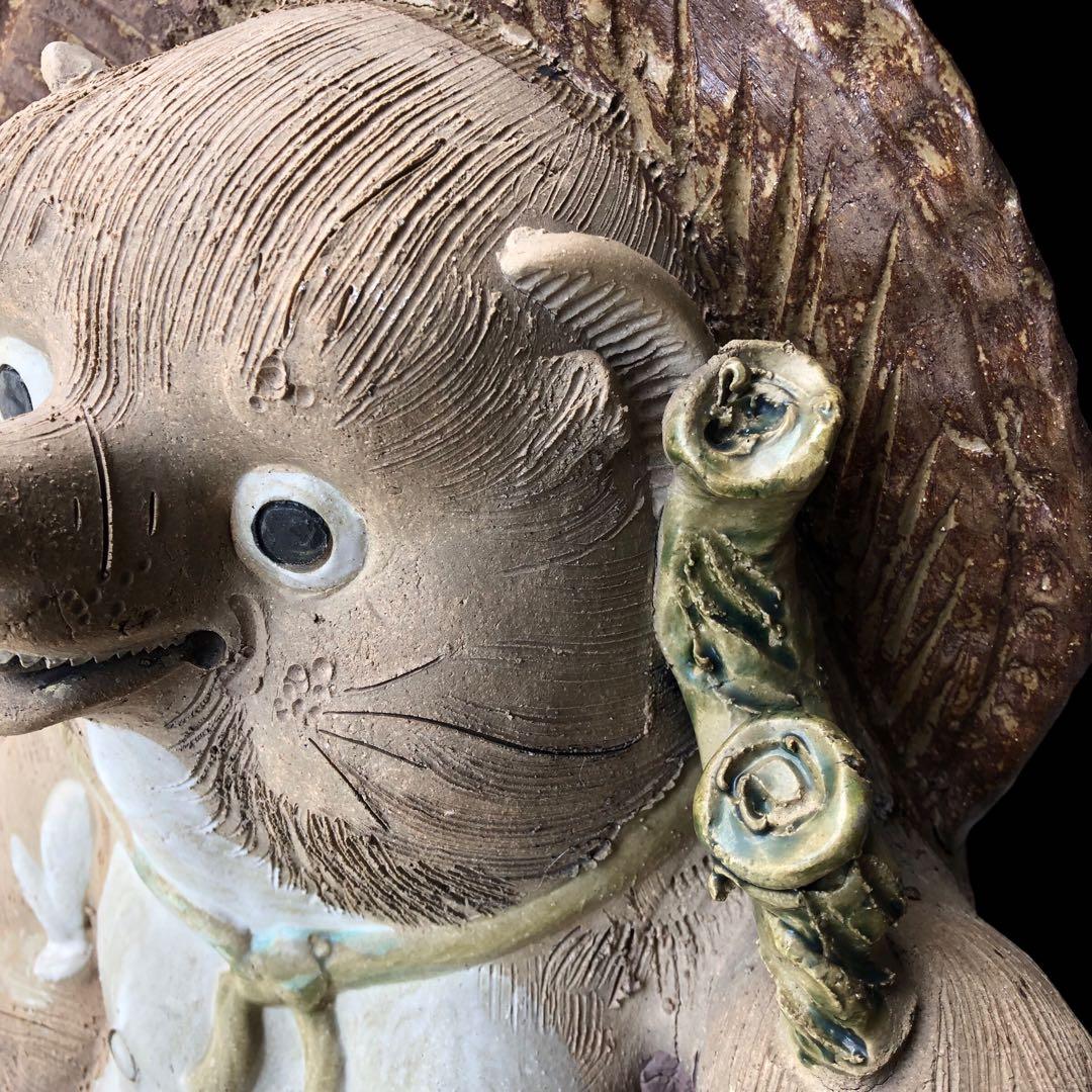 希少　60センチ　信楽焼　白たぬき　置物 骨董／アンティーク　ヴィンテージ 陶器