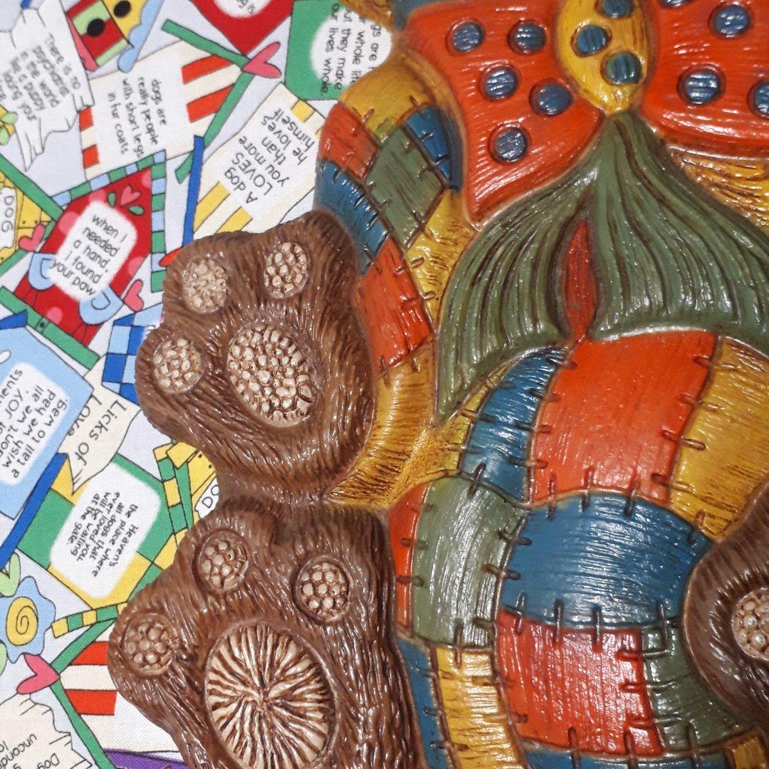 ヴィンテージ 　70's 　くまパッチワーク柄　ウォールデコ 　壁掛け　ベア