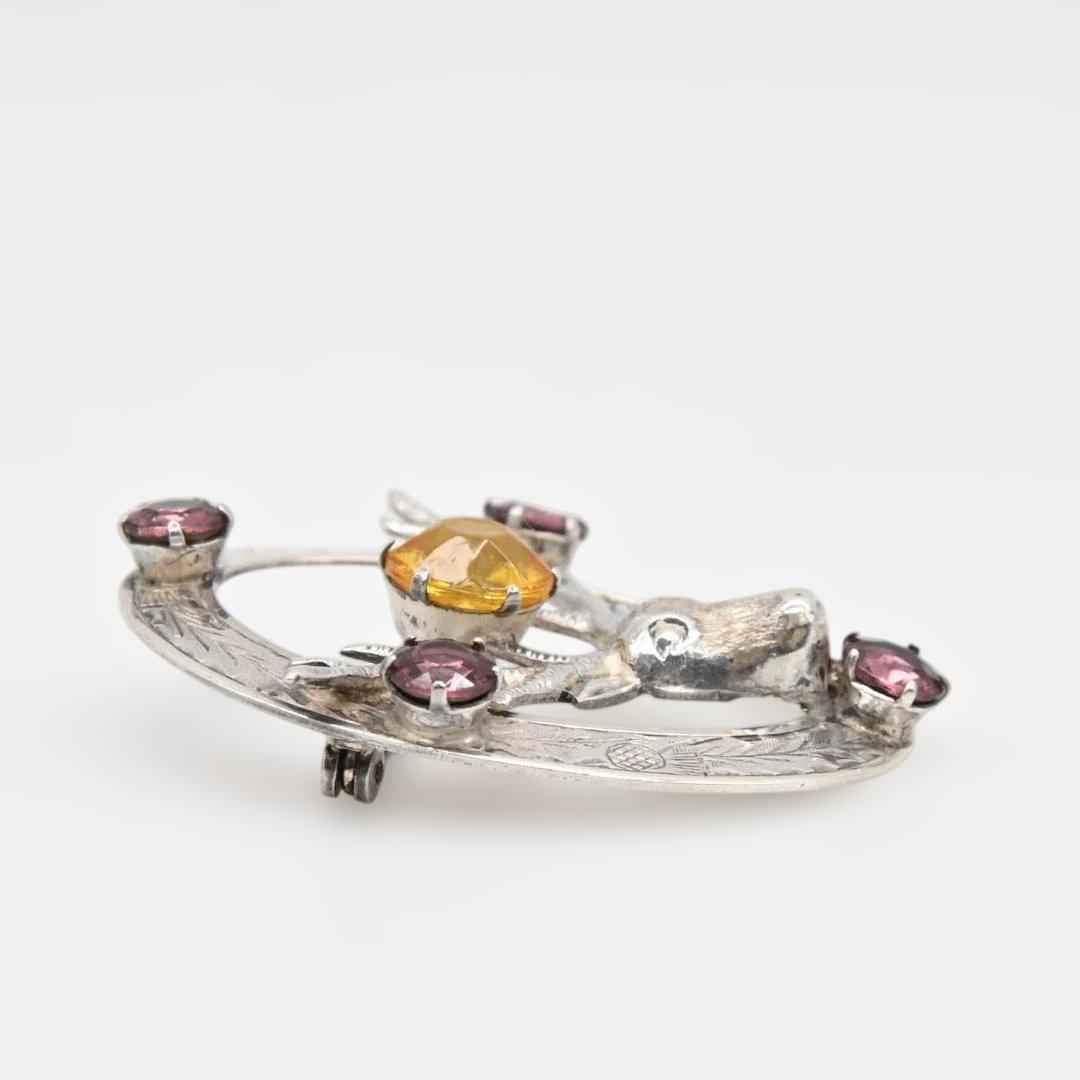 シカの頭の銀製ブローチ　スコットランド　s0922