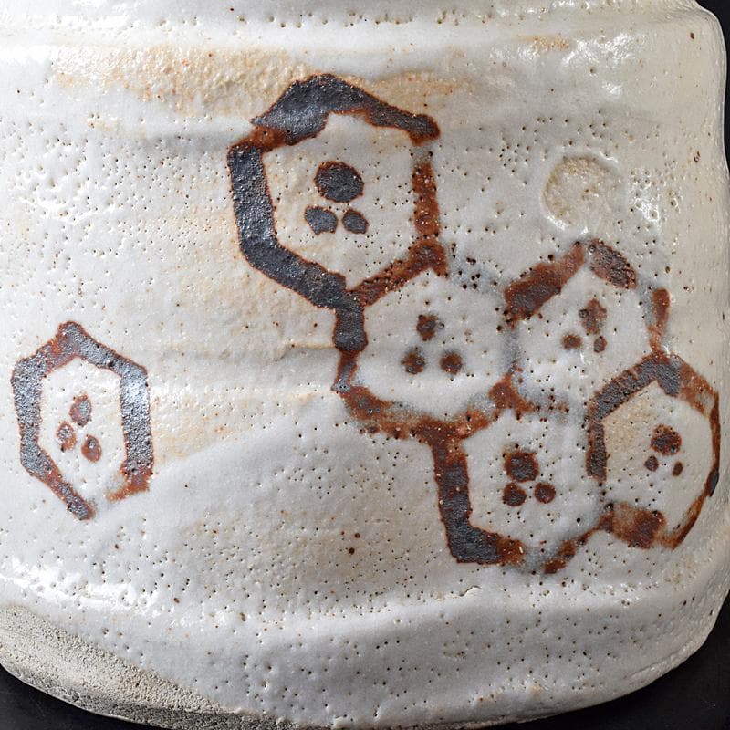 Gojyo人間国宝荒川豊蔵作　絵志野　水指　仕覆付　共箱　D　R8739B