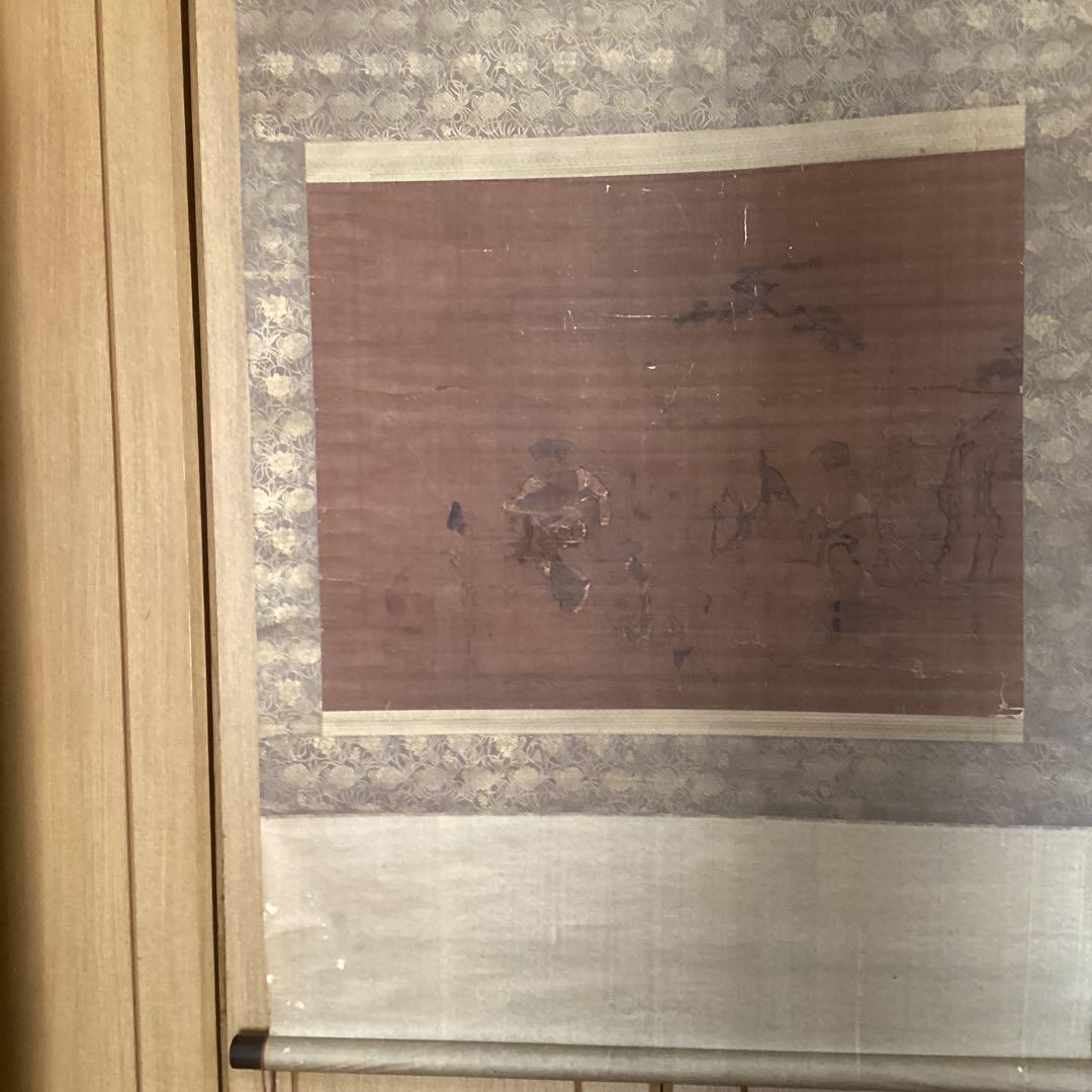 狩野探信　　絹本着色　七福神之図　　軸先木　合箱　掛軸一幅 レアな作品