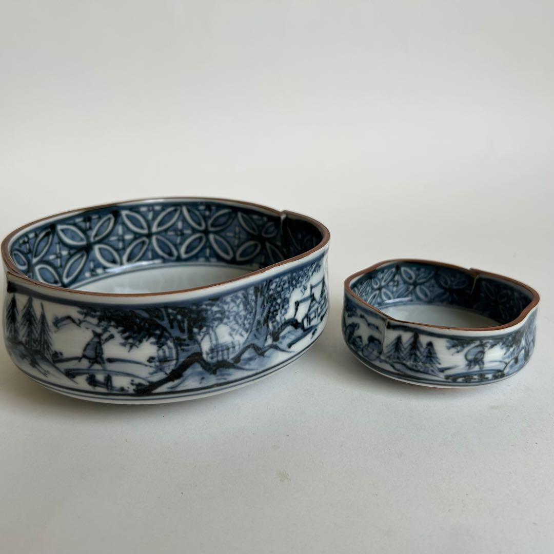 【未使用】清水焼 向付 陶器 染付 中鉢 小鉢 セット 5客揃い