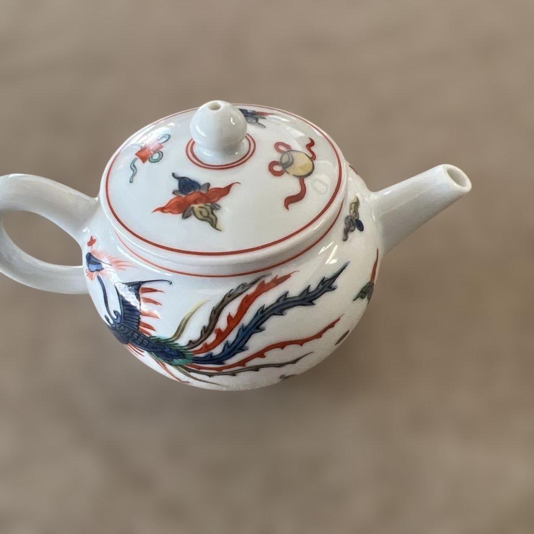 京焼　平安北峯　色彩鳳紋茶注　木箱入り