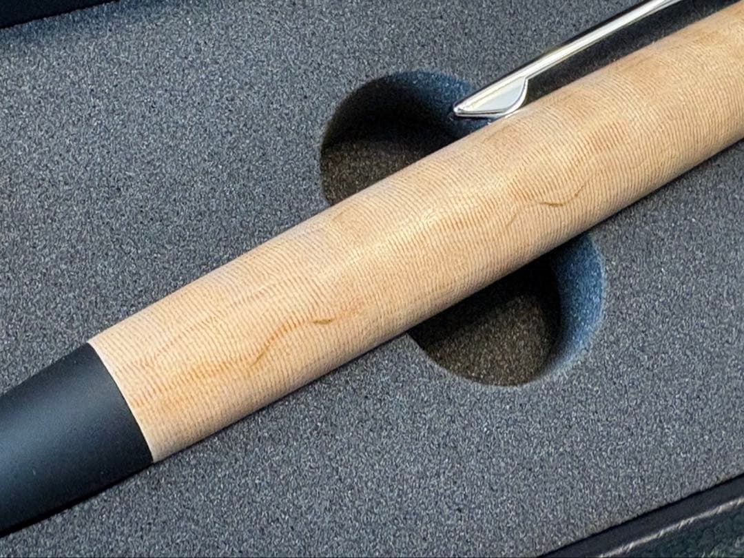 野原工芸 栃縮杢 ロータリー ボールペン シルバー金具 新品・未使用品