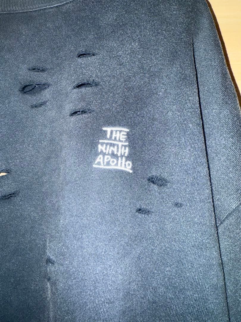 THE NINTH APOLLO ロゴ刺繍ダメージスウェット　フリーサイズ