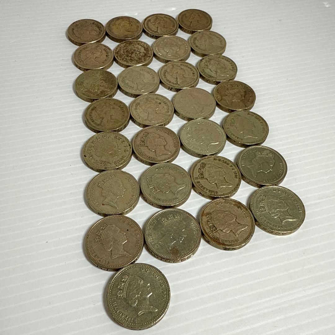 レア！旧１ポンド イギリス 赤いライオン ドラゴン 等 硬貨 9種29点セット