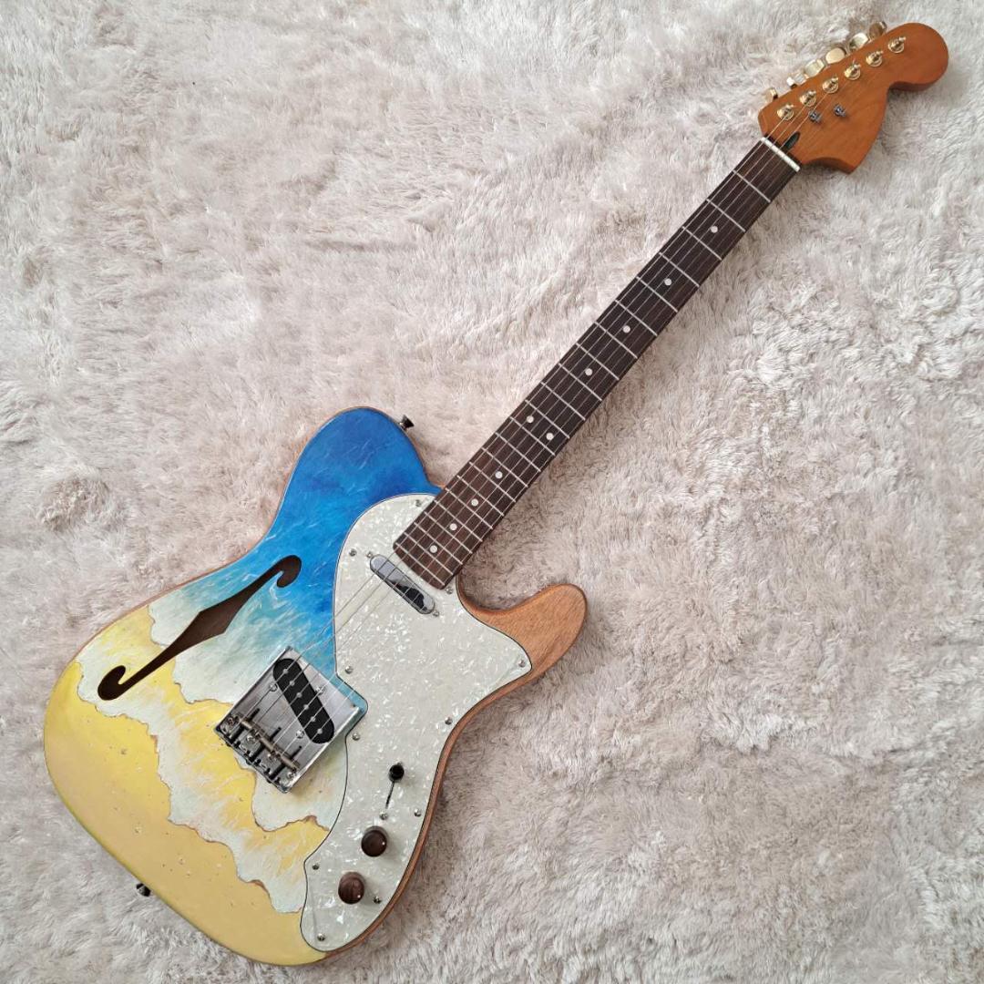 ZEROkcal　工房製作の個性派シンライン・エレキギター　手描きボディ