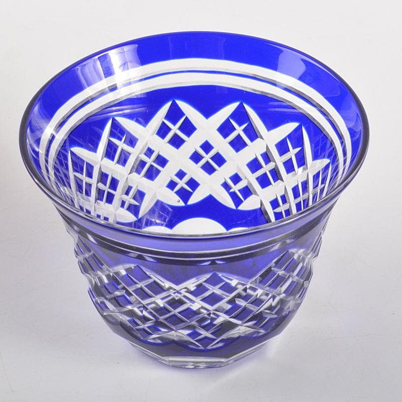 正人作　クリスタルガラス　切子　酒盃　共箱　N　6284