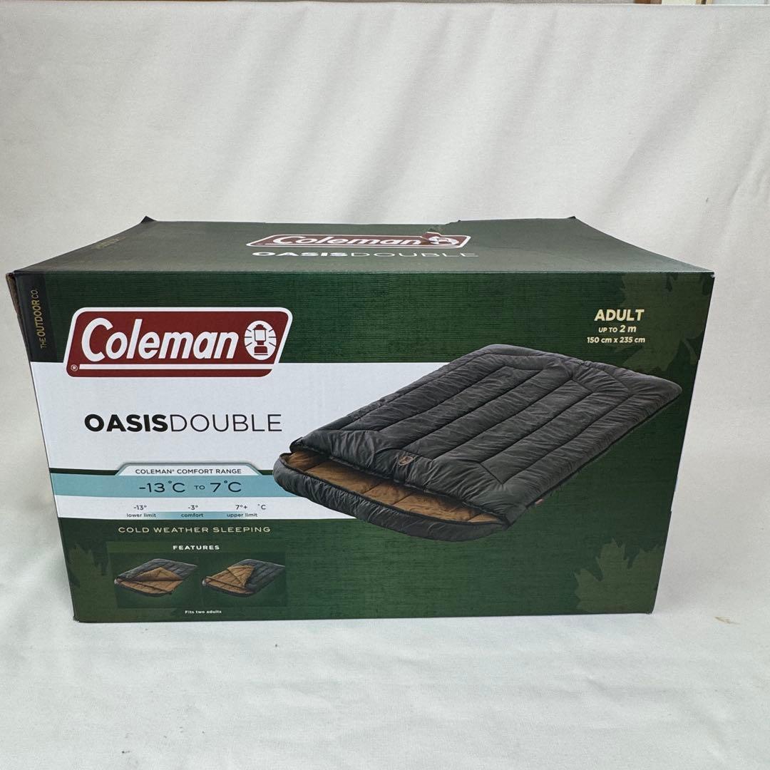 未使用 寝袋 オアシスダブル コールマン ブラウン 2人用
